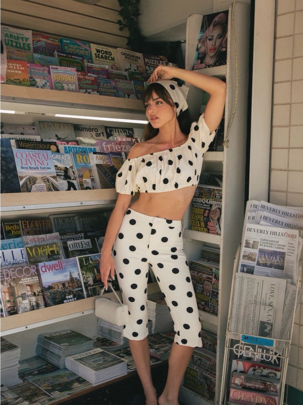 Polka Dot Cropped Pants & top in White and Black